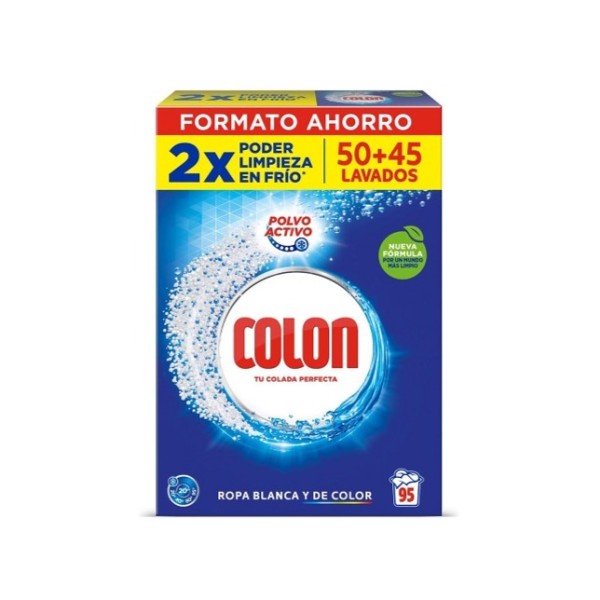 Detergente COLON para ropa blanca y color, envase  50+45 dosis