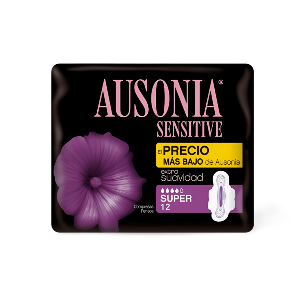 Ausonia Sensitive compresas con alas Super 12 uds